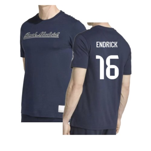2025-2026 Real Madrid US Tee (Navy) (Endrick 16)