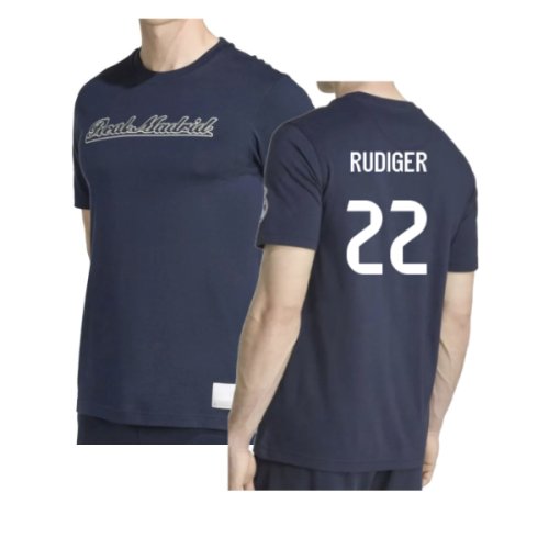 2025-2026 Real Madrid US Tee (Navy) (Rudiger 22)