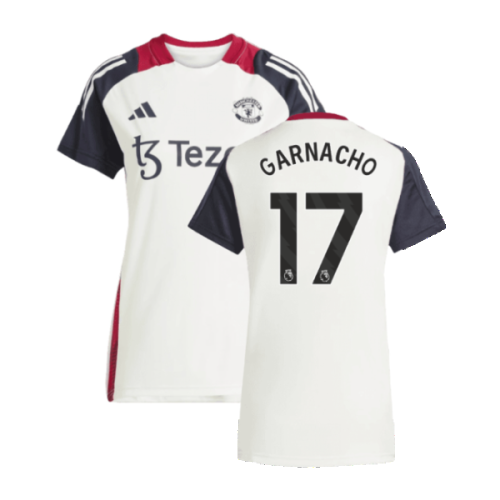 2025 Man Utd Training Jersey (Off White) - Womens (Garnacho 17)