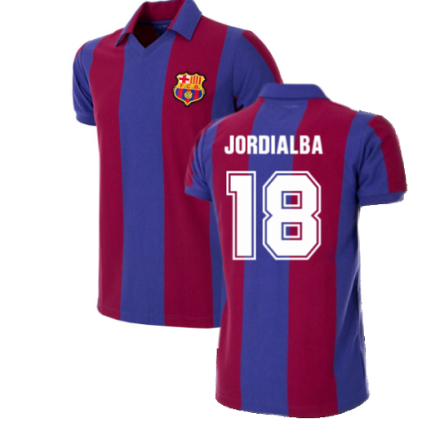 FC Barcelona 1980 - 81 Retro Football Shirt (JORDI ALBA 18)