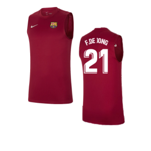 2021-2022 Barcelona Pre-Match Training Shirt (Blue) - Kids (F.DE JONG 21)