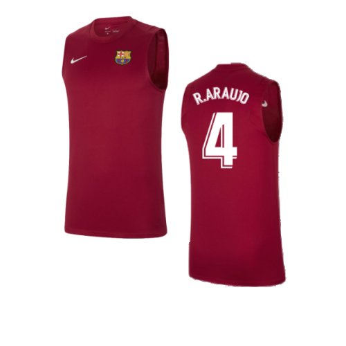 2021-2022 Barcelona Pre-Match Training Shirt (Blue) - Kids (R.ARAUJO 4)