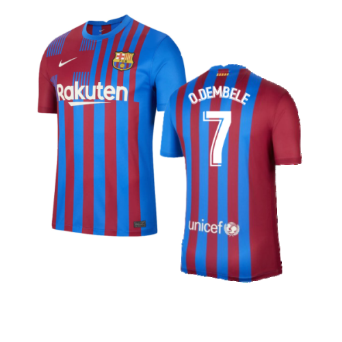 2021-2022 Barcelona Training Shirt (Blue) (O.DEMBELE 7)