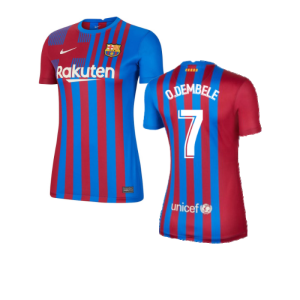 2021-2022 Barcelona Little Boys Home Kit (O.DEMBELE 7)