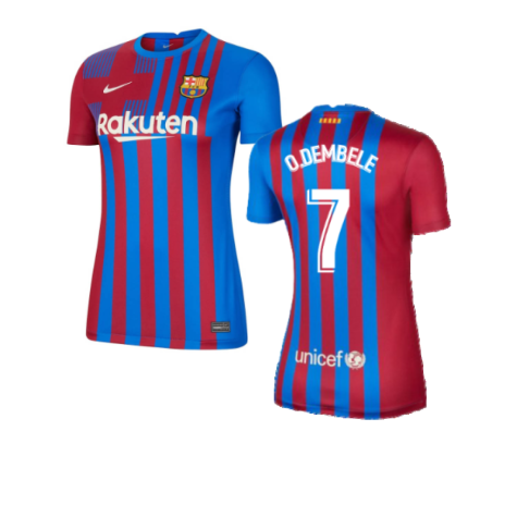 2021-2022 Barcelona Little Boys Home Kit (O.DEMBELE 7)