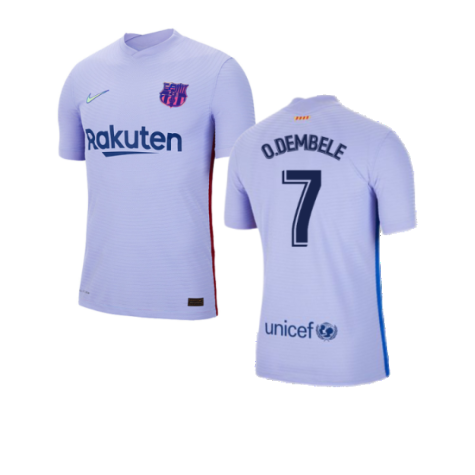 2021-2022 Barcelona Away Shirt (Kids) (O.DEMBELE 7)