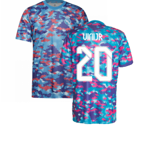 Real Madrid 2021-2022 Pre-Match Training Shirt (Pink) (VINI JR 20)