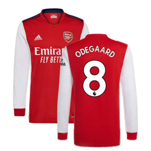 Arsenal 2021-2022 Long Sleeve Home Shirt (ODEGAARD 8)