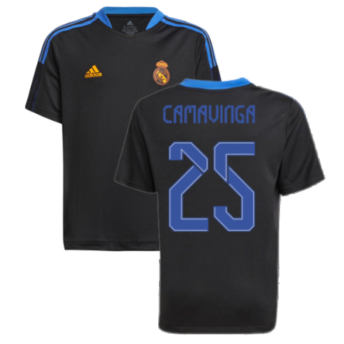 Real Madrid 2021-2022 Training Shirt (Black) - Kids (CAMAVINGA 25)