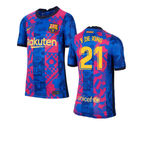 2021-2022 Barcelona Infants 3rd Kit (F.DE JONG 21)