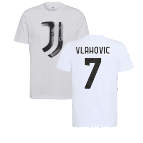 2021-2022 Juventus Training T-Shirt (White) (VLAHOVIC 7)