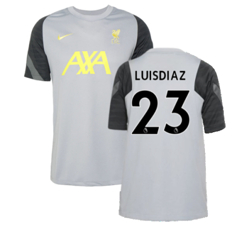 Liverpool 2021-2022 CL Training Shirt (Wolf Grey) - Kids (LUIS DIAZ 23)