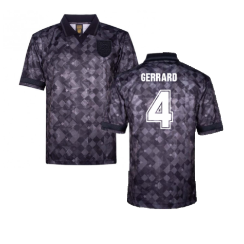 England 1990 Black Out Retro Football Shirt (Gerrard 4)