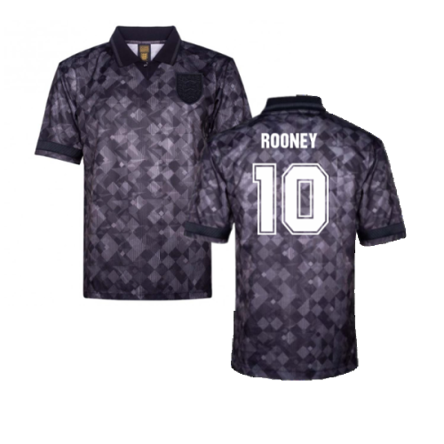 England 1990 Black Out Retro Football Shirt (Rooney 10)