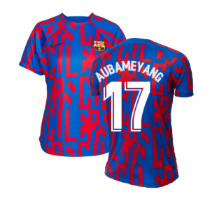 2022-2023 Barcelona Pre-Match Training Shirt (Blue) - Ladies (AUBAMEYANG 17)