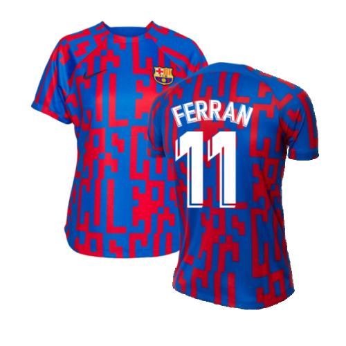 2022-2023 Barcelona Pre-Match Training Shirt (Blue) - Ladies (FERRAN 11)