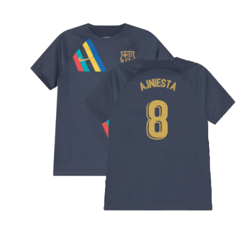 2022-2023 Barcelona Pre-Match Training Shirt (Obsidian) - Kids (A.INIESTA 8)