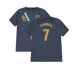 2022-2023 Barcelona Pre-Match Training Shirt (Obsidian) - Kids (O.DEMBELE 7)