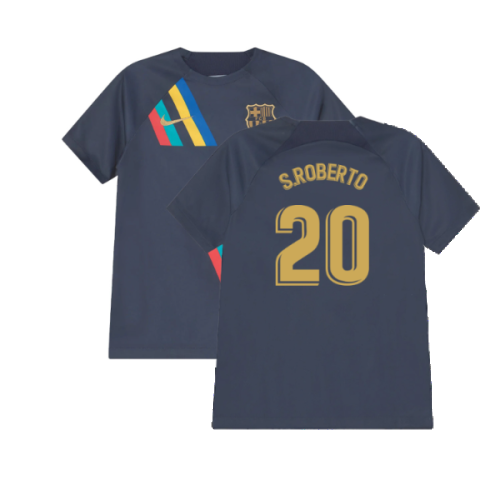 2022-2023 Barcelona Pre-Match Training Shirt (Obsidian) - Kids (S.ROBERTO 20)