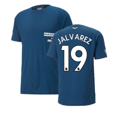 2022-2023 Man City Casuals Tee (Blue) (J ALVAREZ 19)