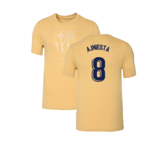 2022-2023 Barcelona Evergreen Crest Tee (Gold) (A.INIESTA 8)