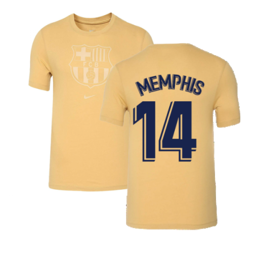 2022-2023 Barcelona Evergreen Crest Tee (Gold) (MEMPHIS 14)