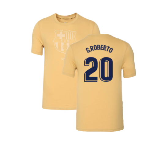 2022-2023 Barcelona Evergreen Crest Tee (Gold) (S.ROBERTO 20)