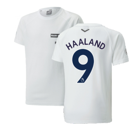 2022-2023 Man City Casuals Tee (White) - Kids (HAALAND 9)