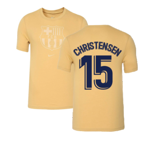 2022-2023 Barcelona Evergreen Crest Tee (Gold) (CHRISTENSEN 15)