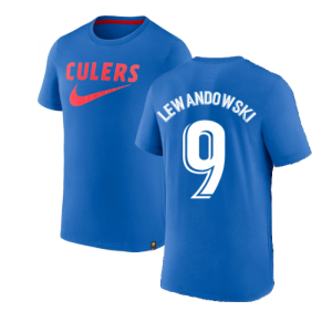 2022-2023 Barcelona Swoosh Club Tee (Blue) (LEWANDOWSKI 9)