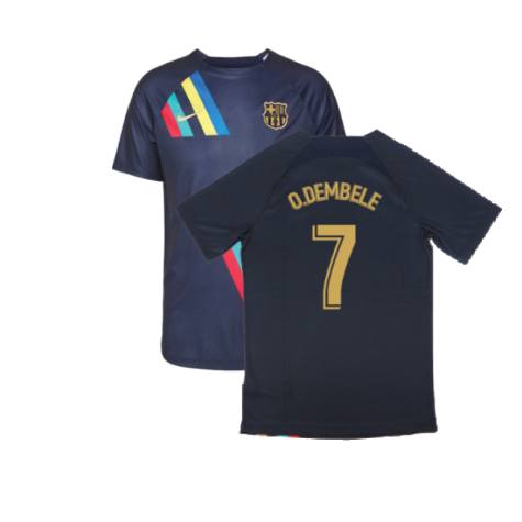 2022-2023 Barcelona Pre-Match Training Shirt (Obsidian) (O.DEMBELE 7)