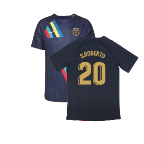 2022-2023 Barcelona Pre-Match Training Shirt (Obsidian) (S.ROBERTO 20)