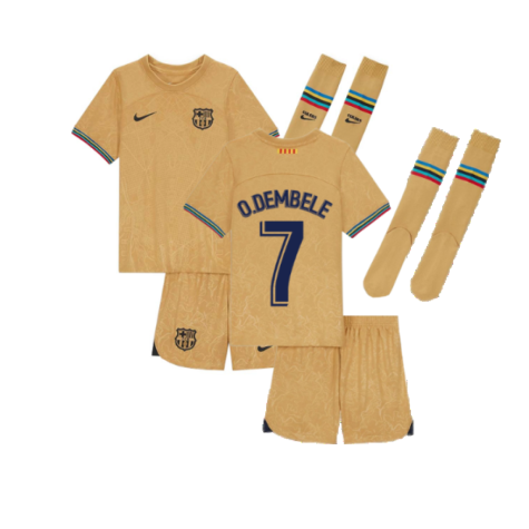 2022-2023 Barcelona Little Boys Away Kit (O.DEMBELE 7)