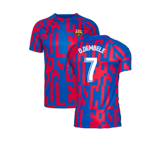 2022-2023 Barcelona Pre-Match Training Shirt (Blue) (O.DEMBELE 7)