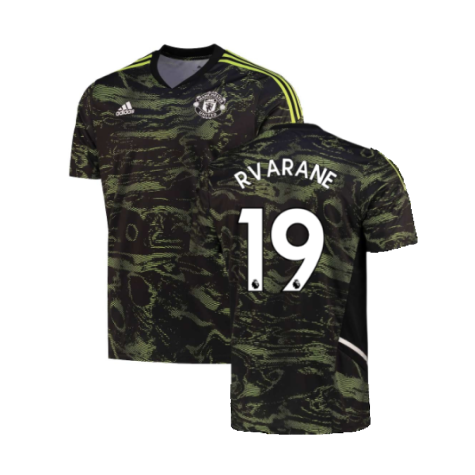 2022-2023 Man Utd EU Training Jersey (Solar Slime) (R VARANE 19)