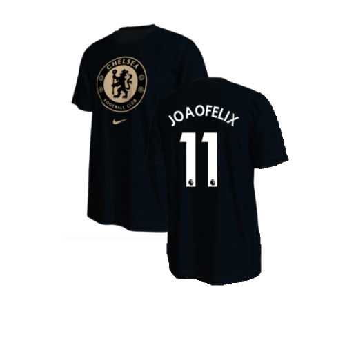 2022-2023 Chelsea Crest Tee (Black) (Joao Felix 11)