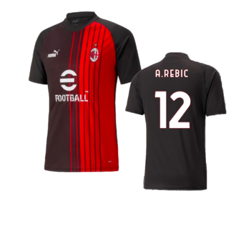 2022-2023 AC Milan Pre-Match Jersey (Black-Red) (A.REBIC 12)