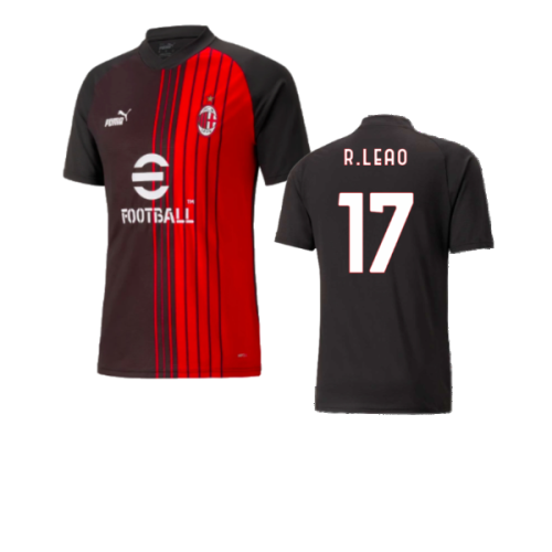 2022-2023 AC Milan Pre-Match Jersey (Black-Red) (R.LEAO 17)