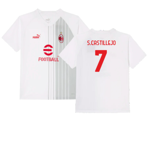 2022-2023 AC Milan Pre-Match Shirt (White-Red) - Kids (S.CASTILLEJO 7)