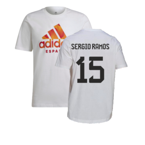 2022-2023 Spain DNA Graphic Tee (White) (Sergio Ramos 15)