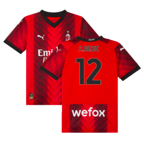 2023-2024 AC Milan Home Shirt (Kids) (A.Rebic 12)