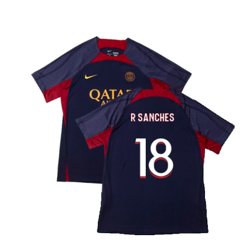 2023-2024 PSG Dri-Fit Strike Training Shirt (Navy) (R Sanches 18)