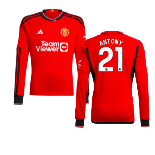 2023-2024 Man Utd Home Long Sleeve Shirt (Kids) (Antony 21)