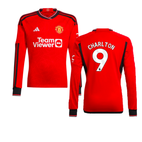 2023-2024 Man Utd Home Long Sleeve Shirt (Kids) (Charlton 9)