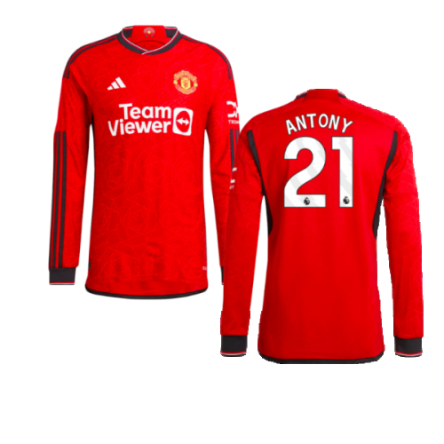 2023-2024 Man Utd Authentic Long Sleeve Home Shirt (Antony 21)