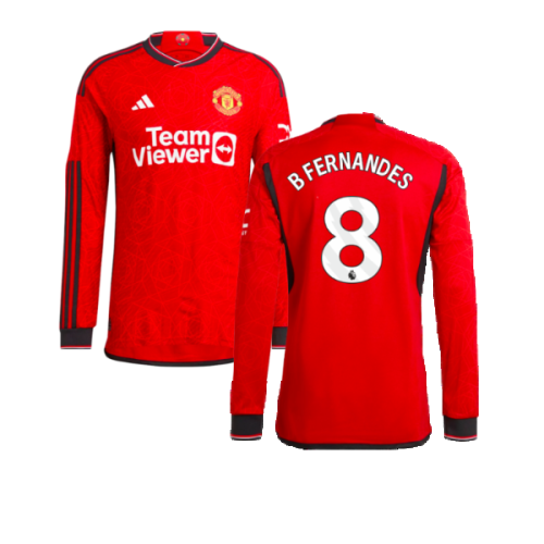 2023-2024 Man Utd Authentic Long Sleeve Home Shirt (B Fernandes 8)
