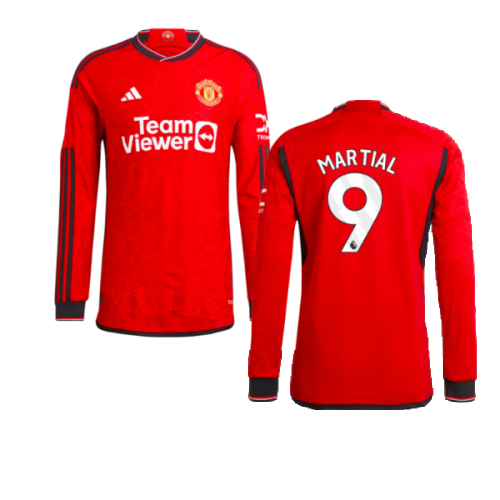 2023-2024 Man Utd Authentic Long Sleeve Home Shirt (Martial 9)