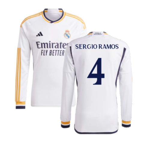 2023-2024 Real Madrid Long Sleeve Home Shirt (Sergio Ramos 4)