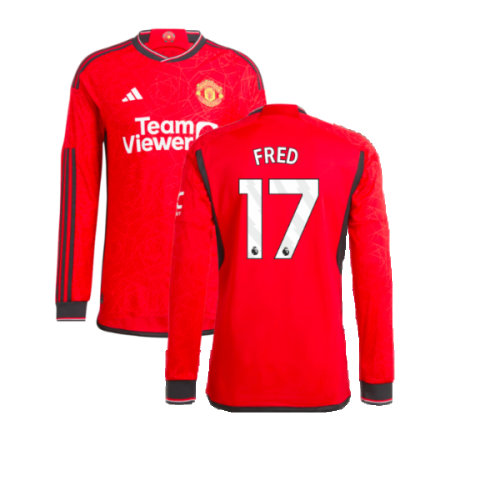 2023-2024 Man Utd Long Sleeve Home Shirt (Fred 17)