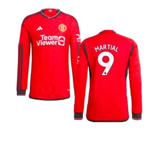 2023-2024 Man Utd Long Sleeve Home Shirt (Martial 9)